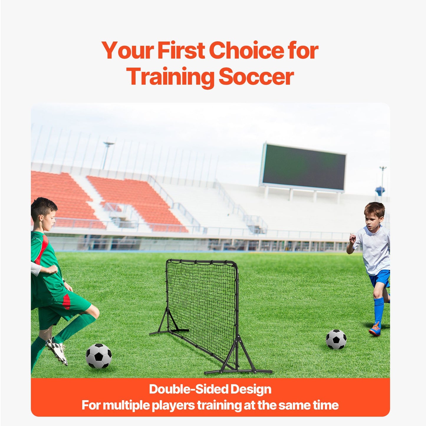 Soccer Rebound Trainer, 6x4FT Iron Soccer Training Equipment, Sports Football Rebounder Wall, Double-Sided Rebounding Net, Easy Assembly, Perfect for Backyard Practicing, Solo Training, Passing