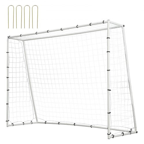 Soccer Rebound Trainer, 8x6FT Iron Soccer Training Equipment, Sports Football Rebounder Wall with Double-Sided Rebounding Net & Goal, Perfect for Backyard Practicing, Solo Training, Passing