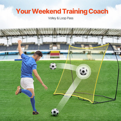 Soccer Rebounder, Portable Soccer Trainer, 7x7FT Iron & Polyester Soccer Practice Equipment, Sports Football Rebounder Wall with Portable Bag, Perfect for Team Solo Training, Passing, Volley