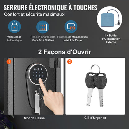 2 Rifles Gun Safe, Rifle Safe with Lock & Digital Keypad, Quick Access Gun Storage Cabinet with Removable Shelf, Pistol Rack, Rifle Cabinet for Home Rifle and Pistols