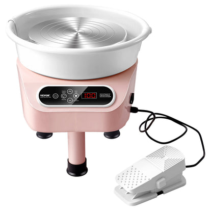 Pottery Wheel 27.9 cm Ceramic Wheel Foot Pedal Touch Screen 450W 3 Legs Pink