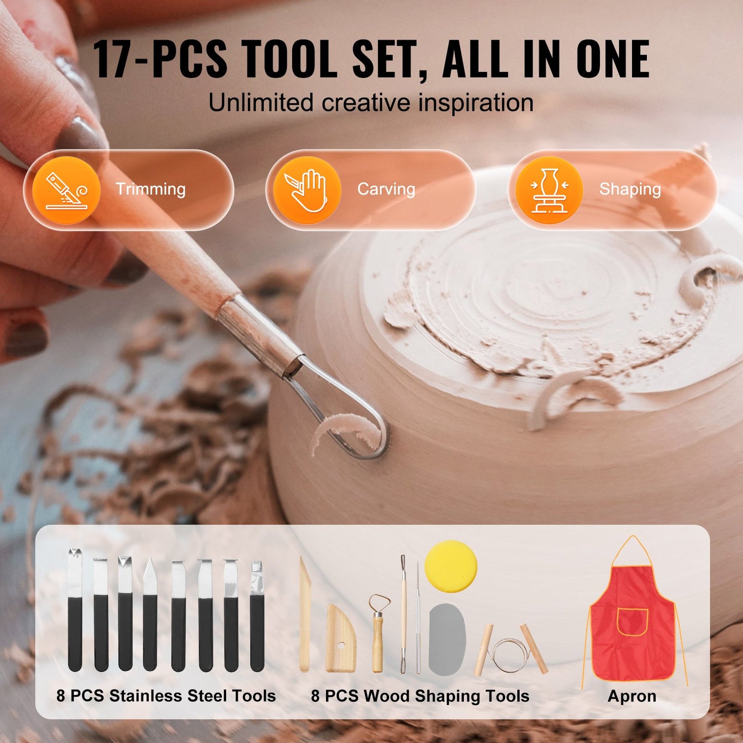 Töpferscheibe 27,9 cm, Keramikscheibe, Fußpedal, Touchscreen, 450 W, 3 Beine, Weiß