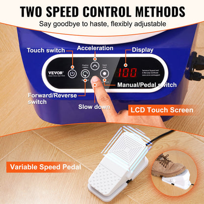 Pottery Wheel 27.9 cm Ceramic Wheel Foot Pedal Touch Screen 450W 3 Legs Blue