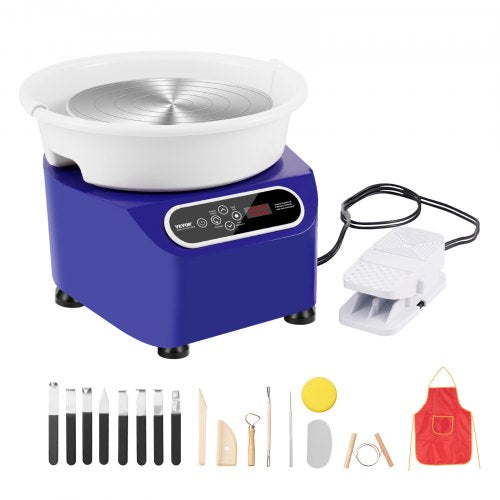 Pottery Wheel, 11 inch Pottery Forming Machine, 350W Electric Wheel for Pottery with Foot Pedal and LCD Touch Screen, Direct Drive Ceramic Wheel with Shaping Tools for DIY Art Craft, Blue