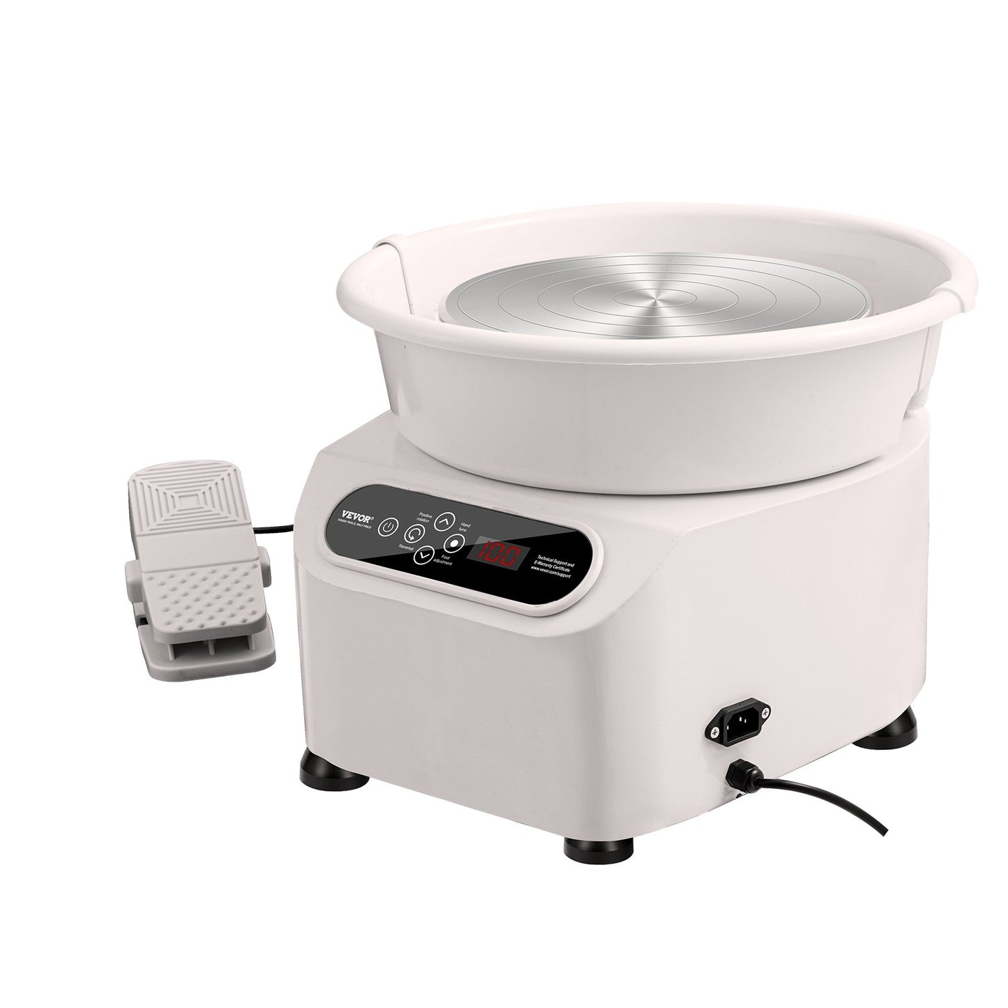 Töpferscheibe 11 Zoll/27,9 cm, Keramikscheibe, Fußpedal, Touchscreen, Schürze, 450 W, Weiß