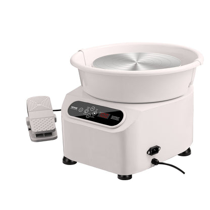 Töpferscheibe 11 Zoll/27,9 cm, Keramikscheibe, Fußpedal, Touchscreen, Schürze, 450 W, Weiß