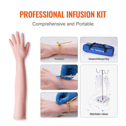 Phlebotomy Practice Kit, IV Venipuncture Intravenous Training Kit, High Simulation IV Practice Arm Kit with Carrying Bag, Practice and Perfect IV Skills, for Students Nurses and Professionals