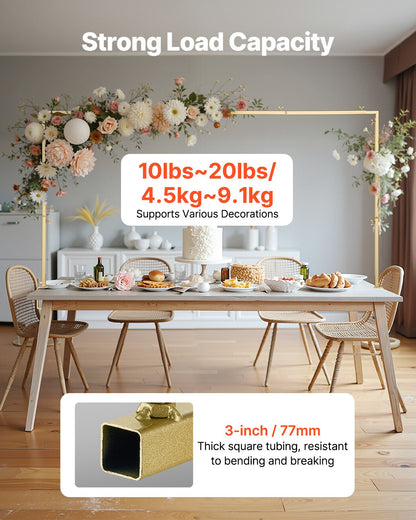 Over The Table Rod Stand with Clamps, 13"-42" Tall & 28"-98" Length Adjustable, Metal Table Arch Stand with Rattan, Tabletop Balloon Arch Frame for Wedding Birthday Christmas Decorations, Gold
