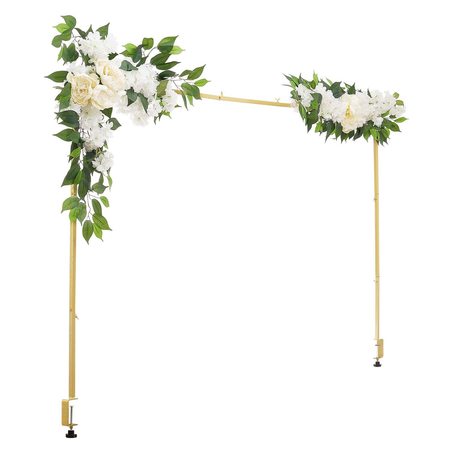 Tischständer mit Klemmen, verstellbar von 71–249 cm Länge und 33–106 cm Höhe, Tischbogenständer mit floralem Dekor, goldener Ballonrahmen für Hochzeiten, Geburtstage, Partys und Weihnachtsdekoration