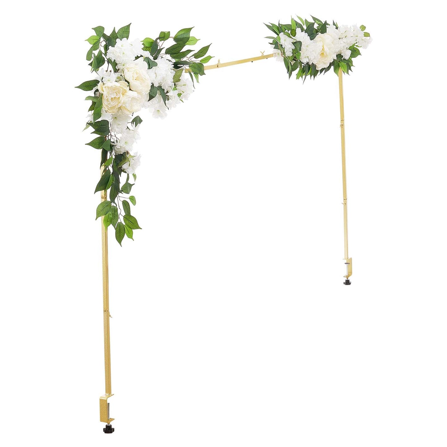 Tischständer mit Klemmen, verstellbar von 71–249 cm Länge und 33–106 cm Höhe, Tischbogenständer mit floralem Dekor, goldener Ballonrahmen für Hochzeiten, Geburtstage, Partys und Weihnachtsdekoration