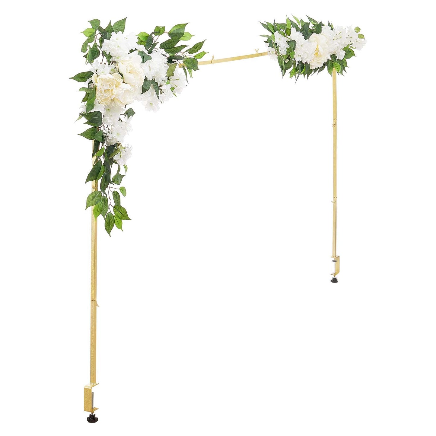 Tischständer mit Klemmen, verstellbar von 71–249 cm Länge und 33–106 cm Höhe, Tischbogenständer mit floralem Dekor, goldener Ballonrahmen für Hochzeiten, Geburtstage, Partys und Weihnachtsdekoration