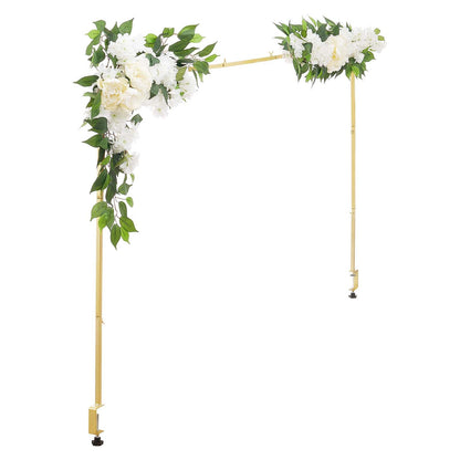 Tischständer mit Klemmen, verstellbar von 71–249 cm Länge und 33–106 cm Höhe, Tischbogenständer mit floralem Dekor, goldener Ballonrahmen für Hochzeiten, Geburtstage, Partys und Weihnachtsdekoration