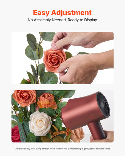 Standing Artificial Flowers Arrangements 4 PCS, 450 mm Tall Faux Flower Decorations for Wedding Aisle Runner Chair, Orange Floral Centerpieces for Ceremony Reception Party Outdoor Decor