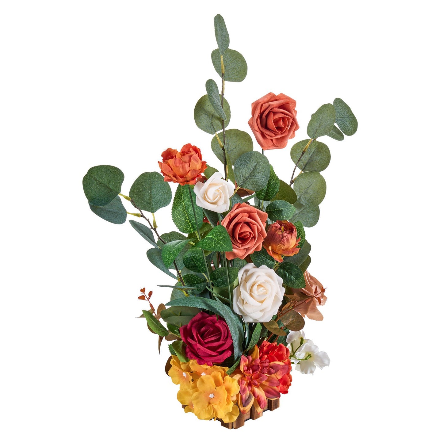 Standing Artificial Flowers Arrangements 4 PCS, 450 mm Tall Faux Flower Decorations for Wedding Aisle Runner Chair, Orange Floral Centerpieces for Ceremony Reception Party Outdoor Decor