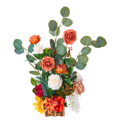 Standing Artificial Flowers Arrangements 4 PCS, 450 mm Tall Faux Flower Decorations for Wedding Aisle Runner Chair, Orange Floral Centerpieces for Ceremony Reception Party Outdoor Decor