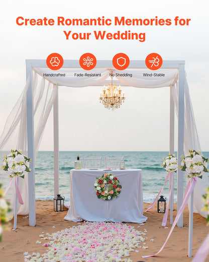 Künstlicher Rosenkranz, 340 mm Durchmesser, mit rosa und weißen Rosen, Blumenarrangement, Tischdekoration für Valentinstag, Muttertag, Partys, Hochzeiten und Zuhause, 10 Stück