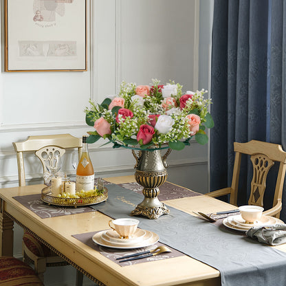 Künstlicher Rosenkranz, 340 mm Durchmesser, mit rosa und weißen Rosen, Blumenarrangement, Tischdekoration für Valentinstag, Muttertag, Partys, Hochzeiten und Zuhause, 10 Stück