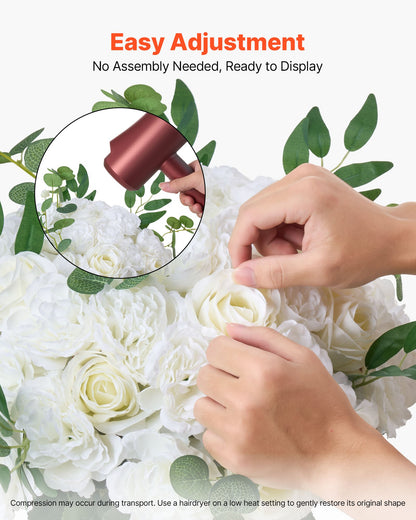 Blumenkugel-Arrangement, 10 Stück, 450 mm Durchmesser, künstliche Blumenkugeln, weiße Rosen, Tischdekoration für Hochzeiten, künstliche Blumenarrangements für Tischdekorationen zu Hause