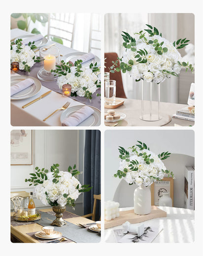 Blumenkugel-Arrangement, 10 Stück, 450 mm Durchmesser, künstliche Blumenkugeln, weiße Rosen, Tischdekoration für Hochzeiten, künstliche Blumenarrangements für Tischdekorationen zu Hause