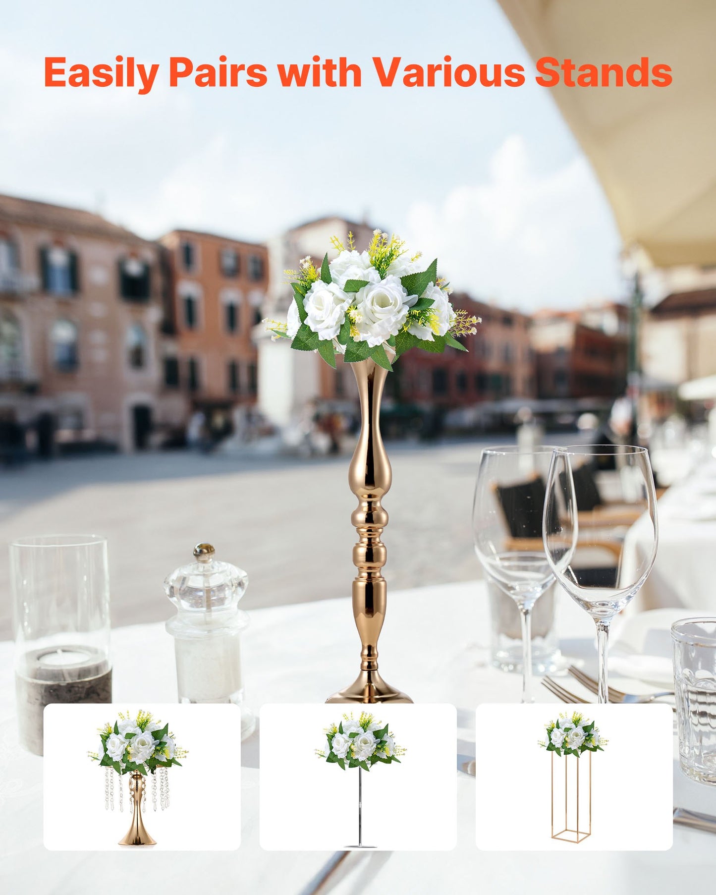 Flower Balls Arrangement Bouquet 10 PCS, 240 mm Diameter Artificial Flower Balls Wedding Rose Centerpieces, Faux Flowers Arrangements for Wedding Centerpiece Home Table Decorations, White