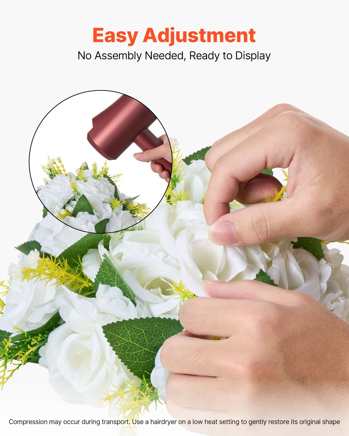 Flower Balls Arrangement Bouquet 10 PCS, 240 mm Diameter Artificial Flower Balls Wedding Rose Centerpieces, Faux Flowers Arrangements for Wedding Centerpiece Home Table Decorations, White