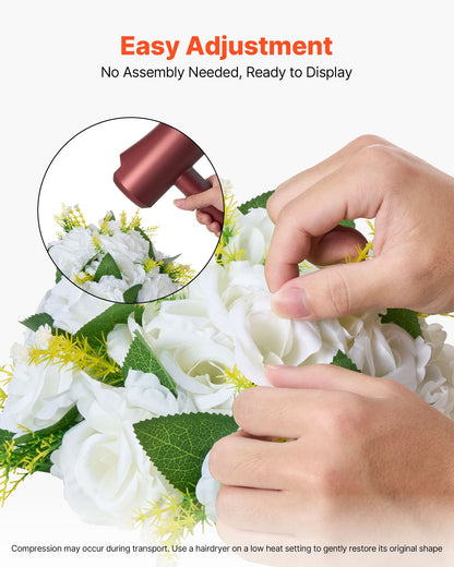 Flower Balls Arrangement Bouquet 10 PCS, 240 mm Diameter Artificial Flower Balls Wedding Rose Centerpieces, Faux Flowers Arrangements for Wedding Centerpiece Home Table Decorations, White