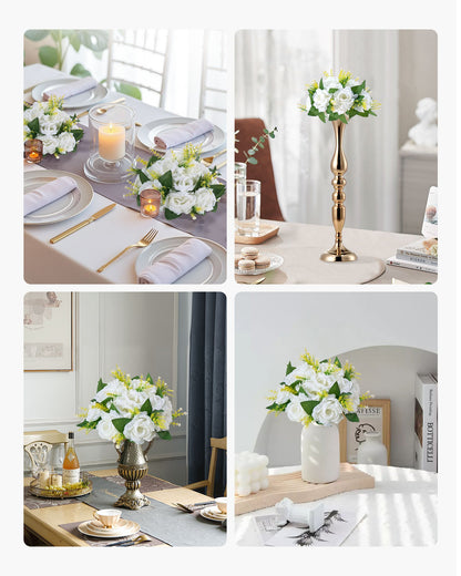 Flower Balls Arrangement Bouquet 10 PCS, 240 mm Diameter Artificial Flower Balls Wedding Rose Centerpieces, Faux Flowers Arrangements for Wedding Centerpiece Home Table Decorations, White