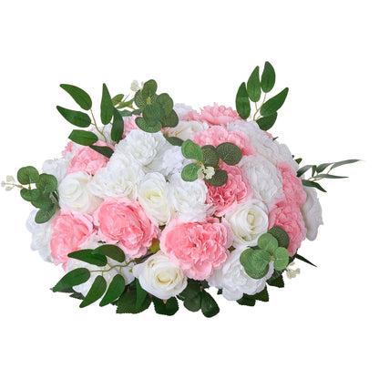 Flower Ball Arrangement Bouquet 10 PCS, 450 mm Diameter Artificial Flower Balls Wedding Table Centerpieces, Rose Arrangements for Wedding Centerpiece Home Decorations, Pink and White Roses