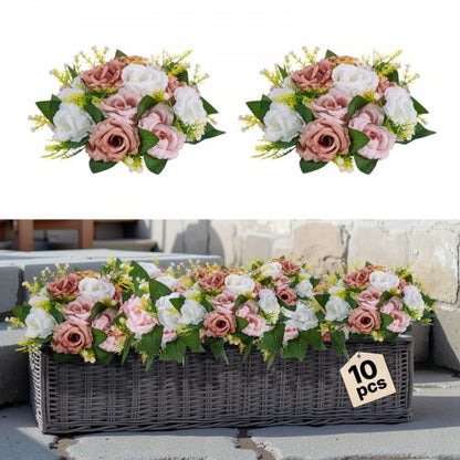 Blumenkugel-Arrangement, 10 Stück, 240 mm Durchmesser, künstliche Blumenkugeln, Tischdekoration für Hochzeiten, künstliche Rosenarrangements für Hochzeitsdekorationen, Heimdekoration, rosa und weiße Rosen