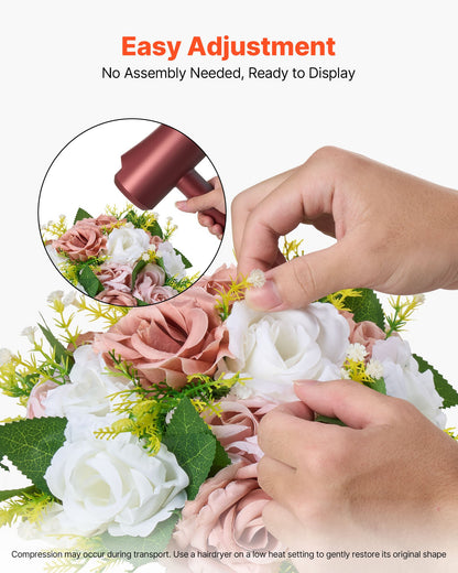 Blumenkugel-Arrangement, 10 Stück, 240 mm Durchmesser, künstliche Blumenkugeln, Tischdekoration für Hochzeiten, künstliche Rosenarrangements für Hochzeitsdekorationen, Heimdekoration, rosa und weiße Rosen