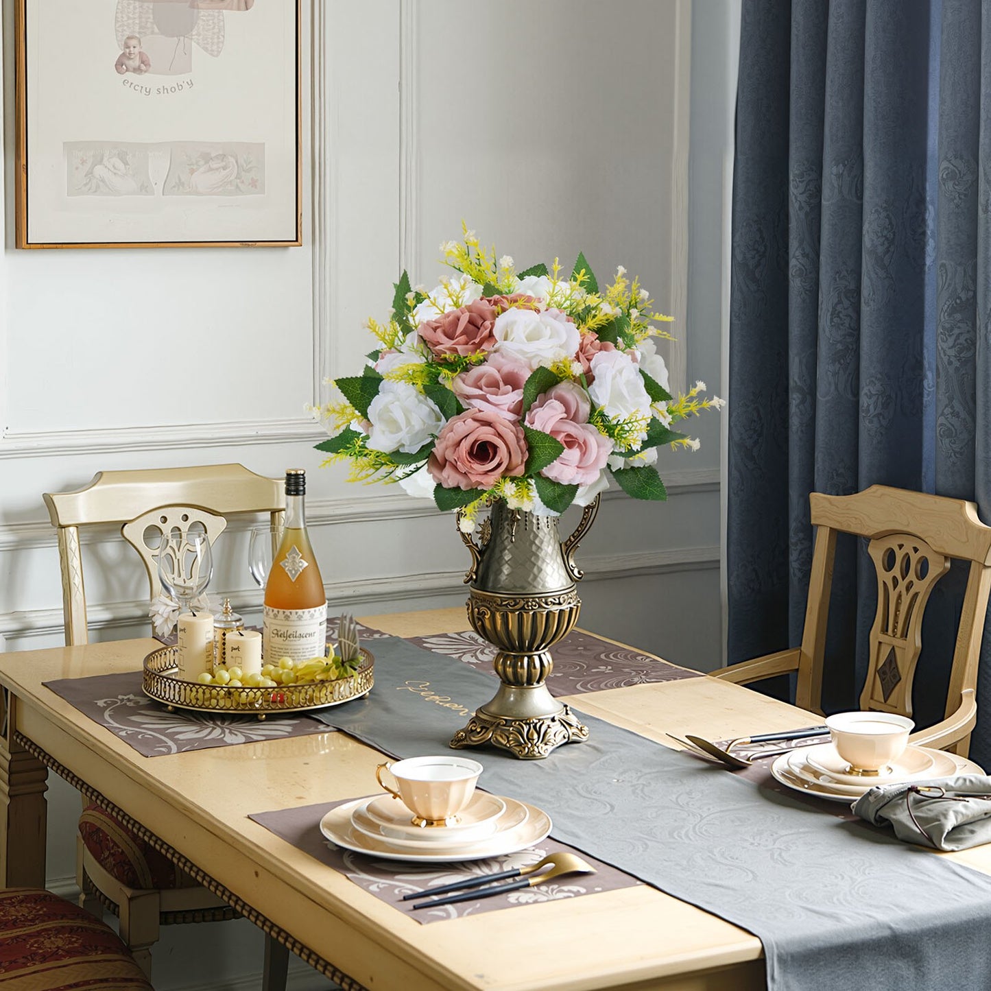 Blumenkugel-Arrangement, 10 Stück, 240 mm Durchmesser, künstliche Blumenkugeln, Tischdekoration für Hochzeiten, künstliche Rosenarrangements für Hochzeitsdekorationen, Heimdekoration, rosa und weiße Rosen