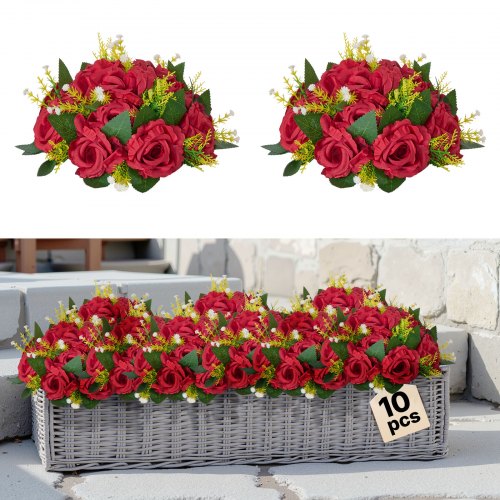 Blumenkugel-Arrangement, 10 Stück, 240 mm rote Rosen als Tischdekoration für Hochzeiten, künstliche Blumenkugeln, Deko-Blumenarrangements, Blumenstrauß für Heimpartys und Tischdekorationen