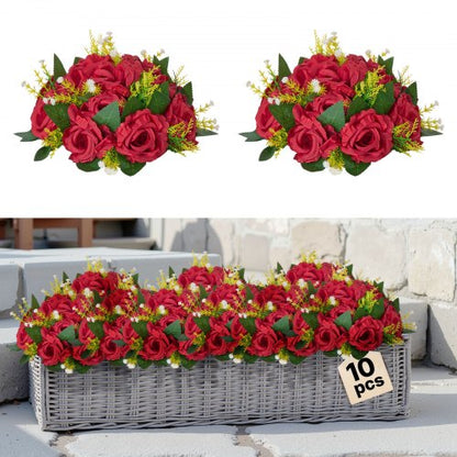 Blumenkugel-Arrangement, 10 Stück, 240 mm rote Rosen als Tischdekoration für Hochzeiten, künstliche Blumenkugeln, Deko-Blumenarrangements, Blumenstrauß für Heimpartys und Tischdekorationen