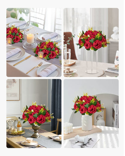 Blumenkugel-Arrangement, 10 Stück, 240 mm rote Rosen als Tischdekoration für Hochzeiten, künstliche Blumenkugeln, Deko-Blumenarrangements, Blumenstrauß für Heimpartys und Tischdekorationen