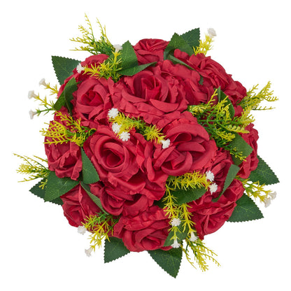 Blumenkugel-Arrangement, 10 Stück, 240 mm rote Rosen als Tischdekoration für Hochzeiten, künstliche Blumenkugeln, Deko-Blumenarrangements, Blumenstrauß für Heimpartys und Tischdekorationen