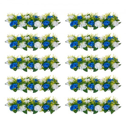 Blumenkugel-Arrangement, 10 Stück, 500 x 220 mm künstliche Blumenkugeln, Tischdekoration für Hochzeiten, künstliche Rosenarrangements für Hochzeitsdekorationen, Heimdekoration, blaue und weiße Rosen