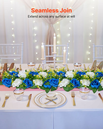 Blumenkugel-Arrangement, 10 Stück, 500 x 220 mm künstliche Blumenkugeln, Tischdekoration für Hochzeiten, künstliche Rosenarrangements für Hochzeitsdekorationen, Heimdekoration, blaue und weiße Rosen