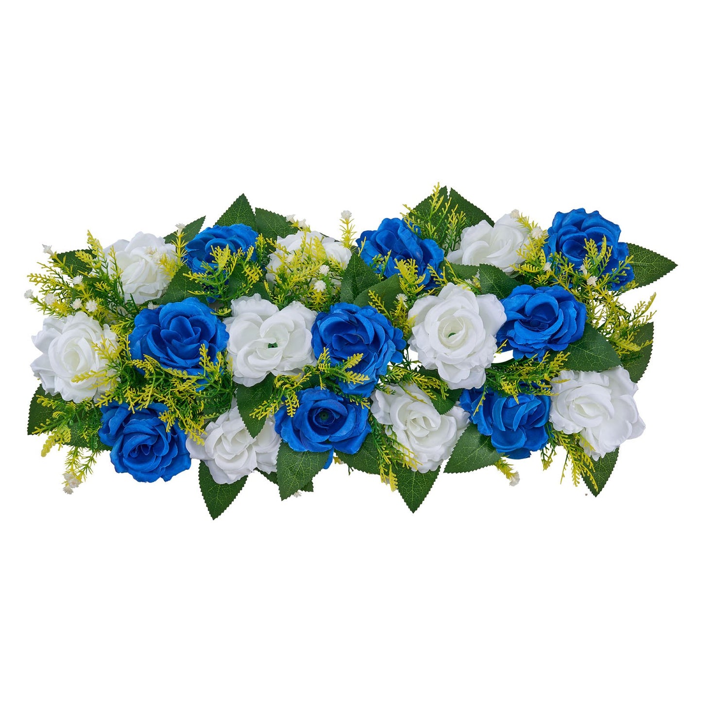 Blumenkugel-Arrangement, 10 Stück, 500 x 220 mm künstliche Blumenkugeln, Tischdekoration für Hochzeiten, künstliche Rosenarrangements für Hochzeitsdekorationen, Heimdekoration, blaue und weiße Rosen