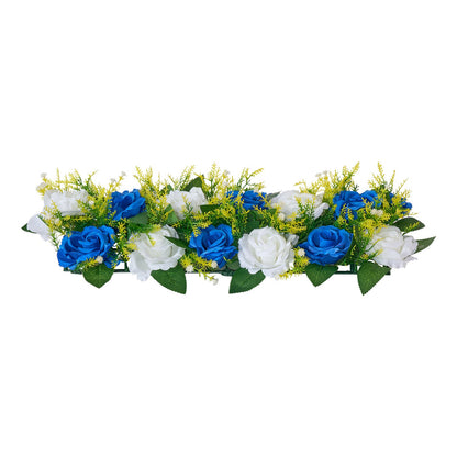 Blumenkugel-Arrangement, 10 Stück, 500 x 220 mm künstliche Blumenkugeln, Tischdekoration für Hochzeiten, künstliche Rosenarrangements für Hochzeitsdekorationen, Heimdekoration, blaue und weiße Rosen