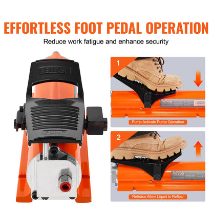 689 bar(10,000PSI) Air Hydraulic Pump, 0.7 L(0.18 Gal) Reservoir, NPT 9.5mm(3/8 In) Oil Outlet, NPT 6.4mm(1/4 In) Inlet, Metal Shell Air Actuated Treadle Foot Pump, for Precision Industrial Machinery & Aerospace Equipment