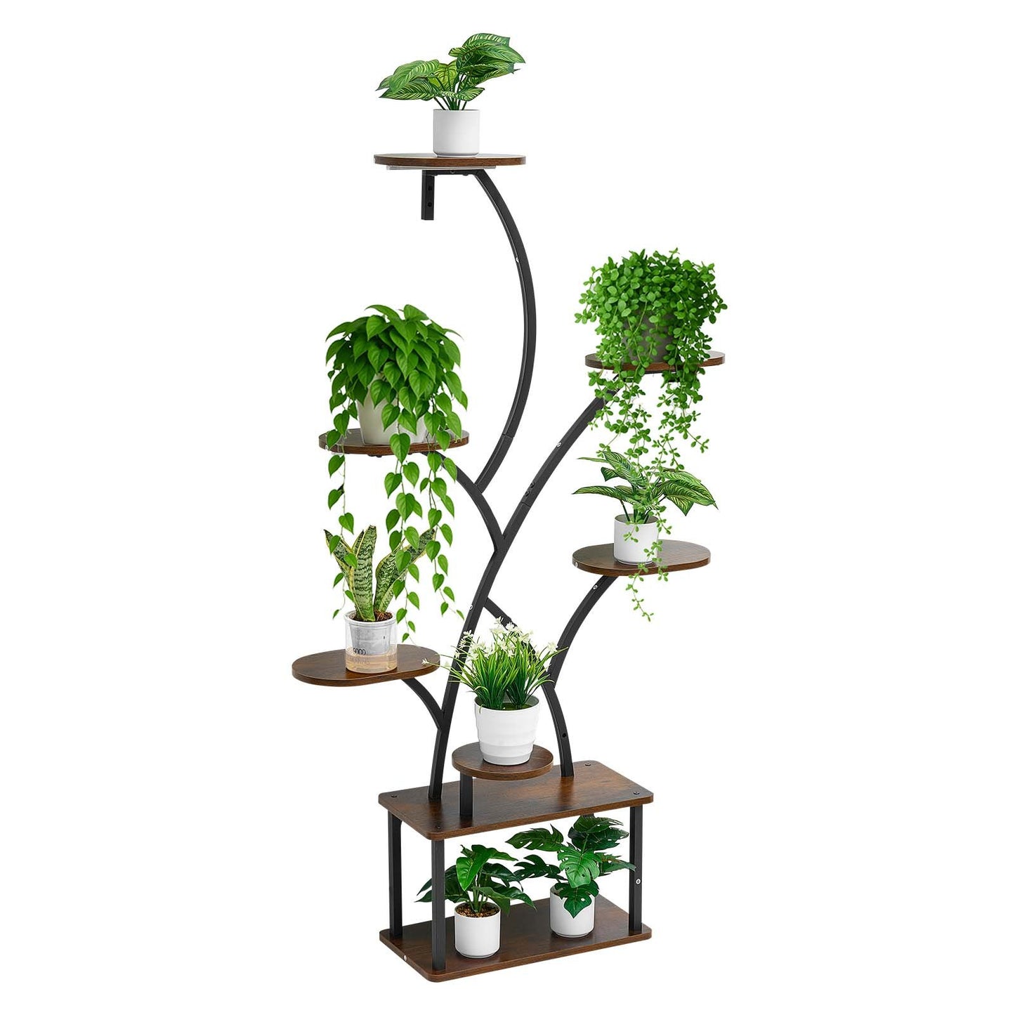 Plant Stand Indoor with Grow Lights, 157.5cm Tall 8-Tier Lighted Plant Shelf, Metal Corner Plants Holder, 3 Timer & 10 Brightness, Tree-Shaped Flower Display Rack for Living Room Balcony Decor