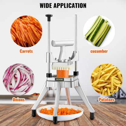 Commercial Vegetable Fruit Chopper 1/4" Blade Heavy Duty Professional Food Dicer Kattex French Fry Cutter Onion Slicer Stainless Steel for Tomato Peppers Potato Mushroom