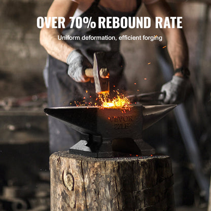 Single Horn Anvil, 10 kg Cast Steel Anvil, High Hardness Rugged Round Horn Anvil Blacksmith, Large Countertop and Stable Base, with Round and Square Hole, Metalsmith Tool for Bending and Shaping