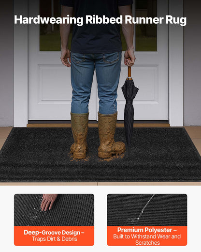 Front Door Mat, 1524 x 914 mm Commercial Floor Mat for Indoor and Outdoor, Stylish Stripedd Industrial Carpet with PVC Backing, Heavy Duty Washable Entry Rug for Hallway, Balcony, Garage, Grey