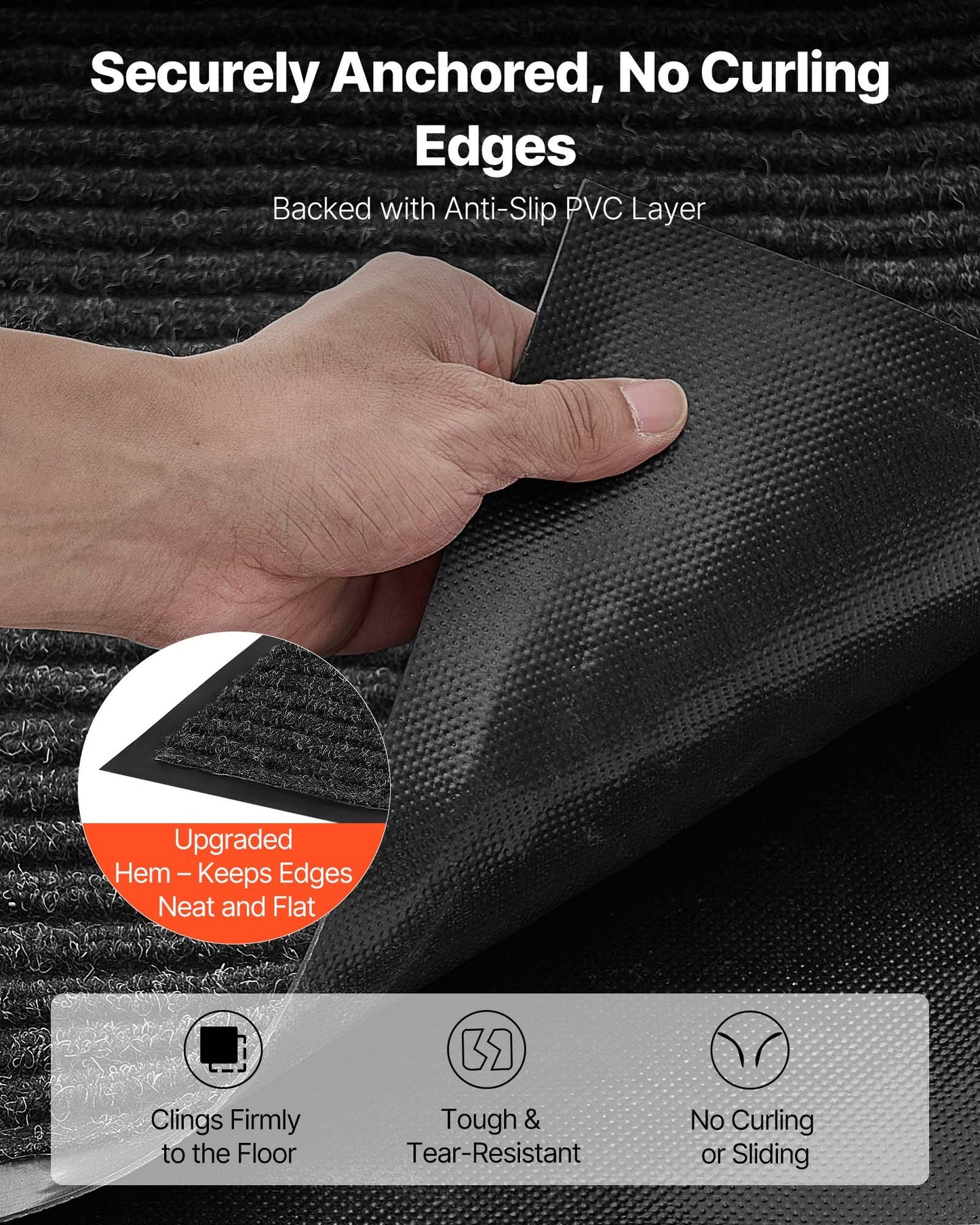 Front Door Mat, 1524 x 914 mm Commercial Floor Mat for Indoor and Outdoor, Stylish Stripedd Industrial Carpet with PVC Backing, Heavy Duty Washable Entry Rug for Hallway, Balcony, Garage, Grey