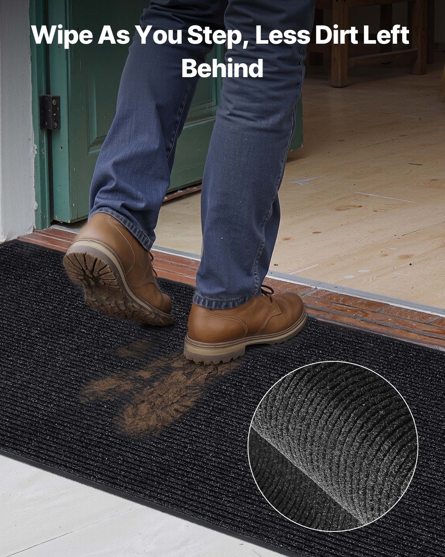 Front Door Mat, 1524 x 914 mm Commercial Floor Mat for Indoor and Outdoor, Stylish Stripedd Industrial Carpet with PVC Backing, Heavy Duty Washable Entry Rug for Hallway, Balcony, Garage, Grey