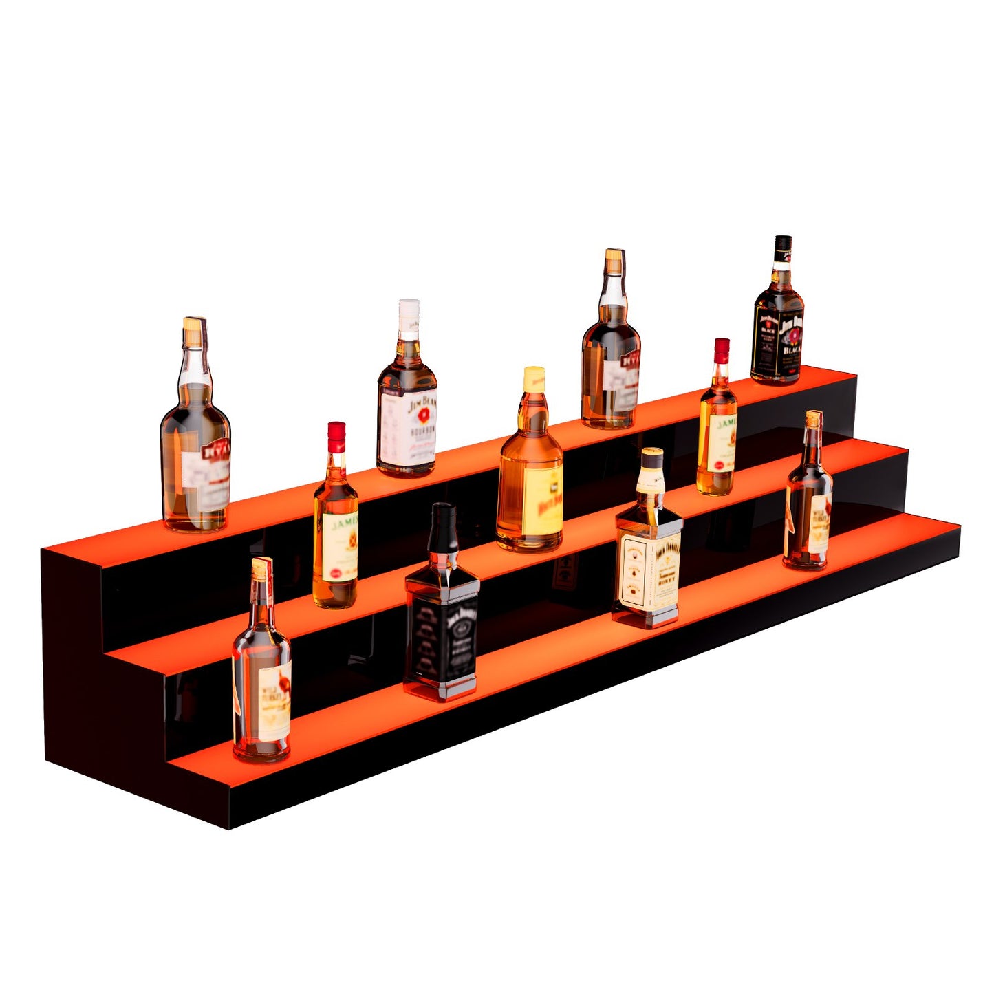 LED Lighted Liquor Bottle Display Bar Shelf RF & App Control 152.4 cm 3-Step