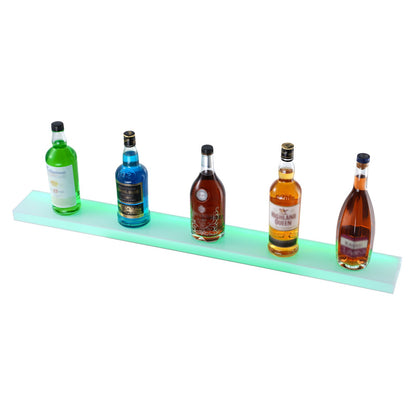 LED Lighted Liquor Bottle Display, 1 Tier 40 Inch Wall Mounted Whiskey Rack Stand, 1 Step Commercial Illuminated Home Bar Shelf, Acrylic Drinks lighting Shelves with RF Remote & App Control