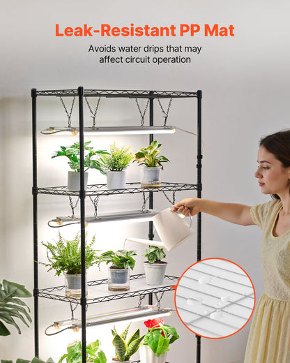 DIY Plant Shelf with Grow Lights, 180cm Tall Indoor Plant Stand with Wheels, 192W 5000K Full Spectrum Grow Lights, Heavy Duty Metal Plants Display Rack, Flower Pot Holder for Seed Starting