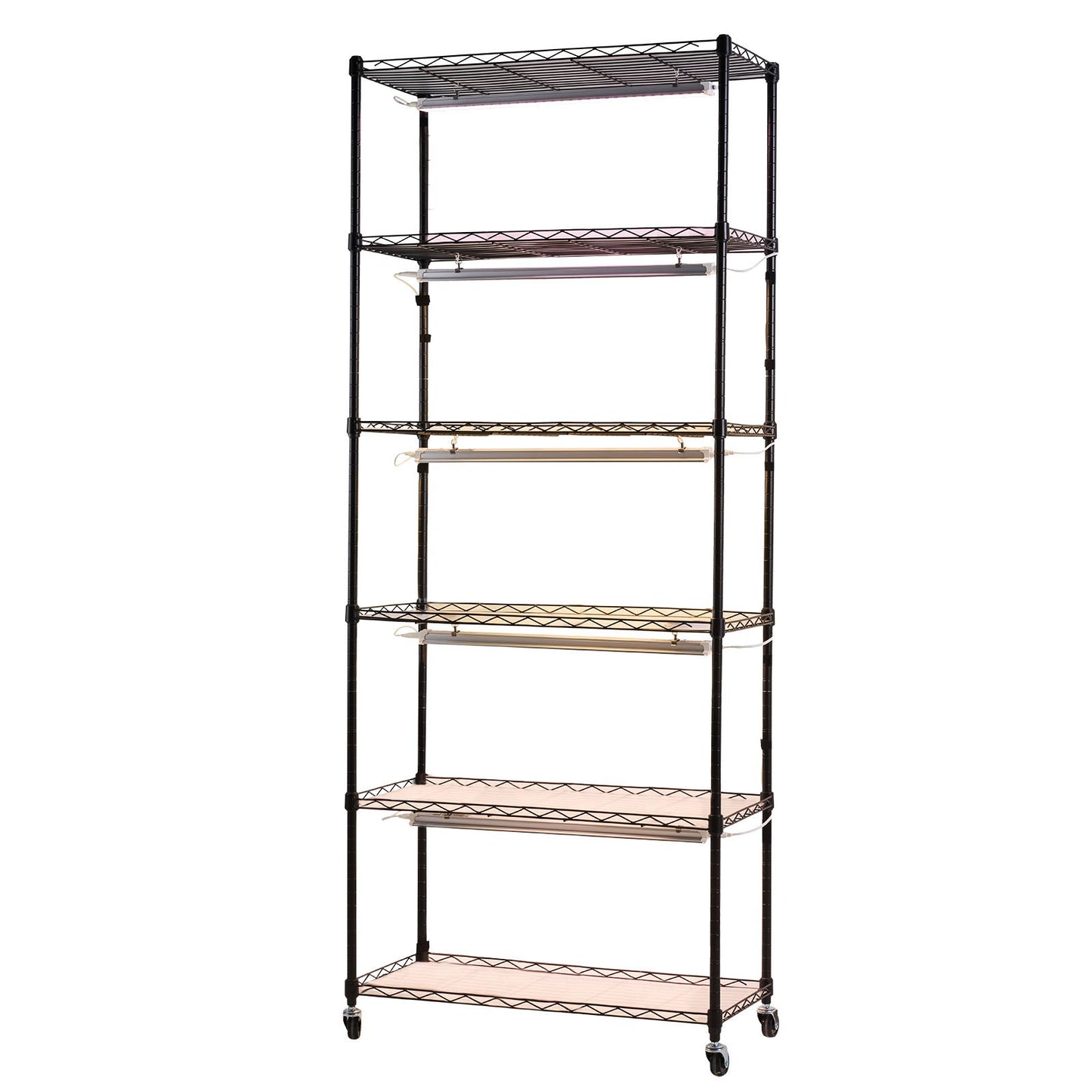 Plant Shelf with Grow Light, 6-Tier Indoor Plant Stand, 180cm Tall Plants Display Rack with Wheels & 4/9/14H Timer, 150W 3-Color Full Spectrum Grow Lights, Flower Pot Holder for Seed Starting